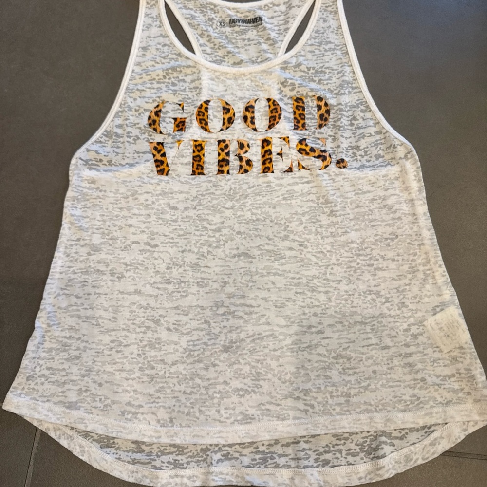 Good Vibes White Tank Top by Do You Even XS